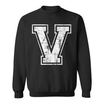 Letter V Uppercase Alphabet Initial School College Varsity Sweatshirt - Seseable