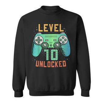 Level 10 Unlocked 10Th Birthday Gamer 10 Year Old Boys Sweatshirt - Thegiftio UK