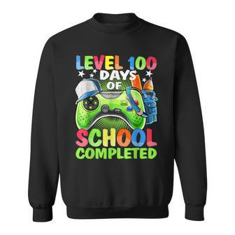 Level 100 Days Of School Completed Video Games Boys Gamer Sweatshirt - Seseable