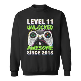 Level 11 Unlocked Awesome Since 2013 11Th Birthday Gaming Bo Sweatshirt - Seseable