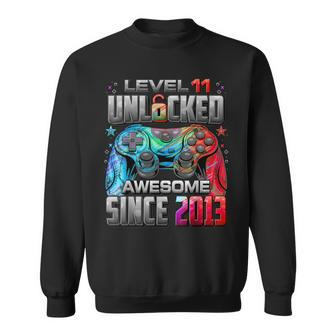 Level 11 Unlocked Awesome Since 2013 11Th Birthday Gaming Sweatshirt - Seseable