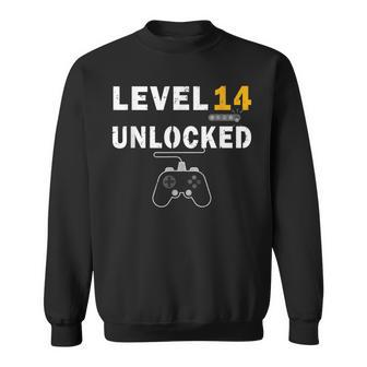 Level 14 Unlocked Birhday Celebrate 14Th Wedding Sweatshirt - Seseable