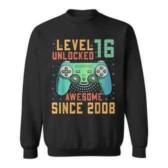 Level 16 Unlocked 16Th Birthday 16 Year Old Gamer Bday Sweatshirt - Seseable