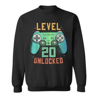 Level 20 Unlocked 20Th Birthday Gamer 20 Year Old Male Sweatshirt - Seseable