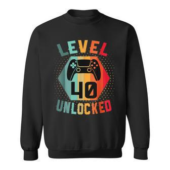 Level 40 Unlocked Birthday Vintage Gamer 40Th Birthday Sweatshirt - Monsterry UK