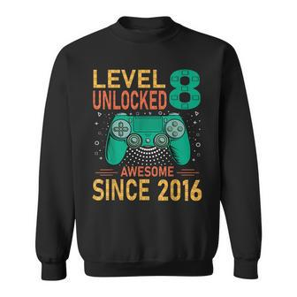 Level 8 Unlocked Birthday 8Th Birthday Gaming 8 Years Old Sweatshirt - Seseable