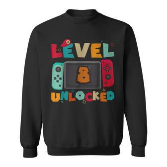 Level 8 Unlocked Gaming Birthday Boys Kid 8Th Birthday Gamer Sweatshirt - Seseable