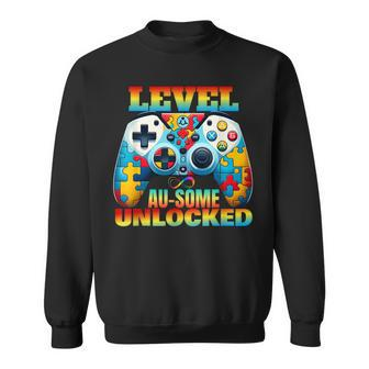 Level Au-Some Unlocked Video Game Controller Autism Sweatshirt - Monsterry