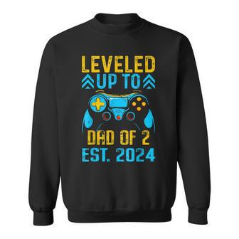 Leveled Up To Dad Of 2 Est2024 Promoted To Daddy Again Sweatshirt - Thegiftio UK