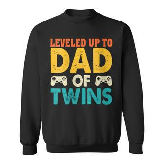 Leveled Up To Dad Of Twins Gaming Fathers Day Sweatshirt - Seseable