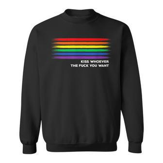 Lgbt Pride Kiss Whoever The F Ck You Want Lgbt Sweatshirt - Monsterry