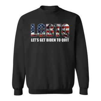 Lgbtq Lets Get Biden To Quite Usa Flag Vintage Sweatshirt - Thegiftio UK