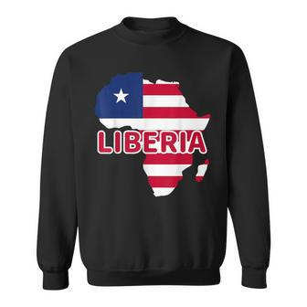 Liberia Liberian Pride Flag Map Africa Print Sweatshirt - Monsterry AU