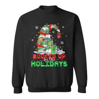 Librarian Booked Up For The Holidays Books Christmas Tree Sweatshirt - Seseable