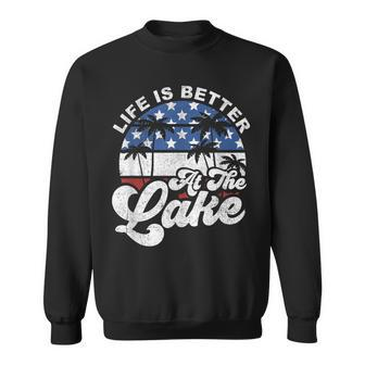 Life Is Better At The Lake 4Th Of July American Flag Summer Sweatshirt - Seseable