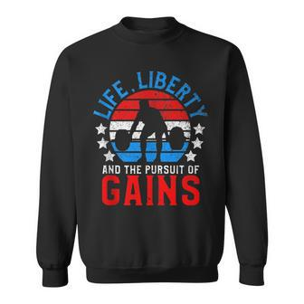 Life Liberty Pursuit Of Gains Workout Weight Lifting Sweatshirt - Monsterry UK