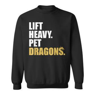 Lift Heavy Pet Dragons Vintage Weightlifting Deadlift Sweatshirt - Monsterry UK