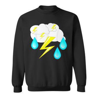 Lightning Bolts Rain Drops Thunder Storm Cloud Costume Sweatshirt - Monsterry