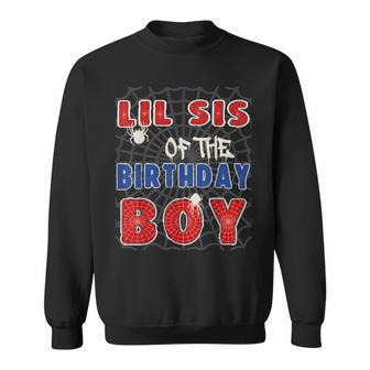 Lil Sis Of The Birthday Boy Costume Spider Web Birthday Sweatshirt | Mazezy AU