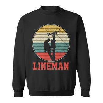 Lineman Vintage Retro Electrician Electric Cable Man Sweatshirt | Mazezy