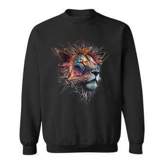 Lion Animal Lover Motif Animal Zoo Print Lion Sweatshirt - Seseable