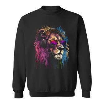 Lion Sunglasses Party Music Lion Love Lion Fans Lions Sweatshirt - Thegiftio UK