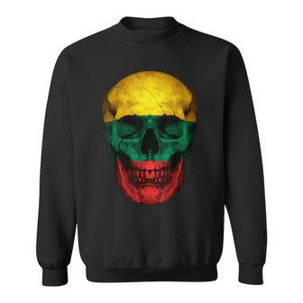 Lithuania Flag Skull Lithuanian Roots Proud Patriotic Sweatshirt - Thegiftio UK