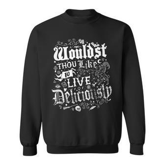 Live Deliciously Vintage Distressed Cottage Core Witch Sweatshirt - Monsterry