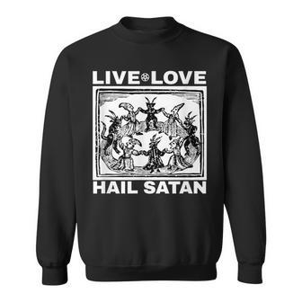 Live Love Hail Satan Pentagram Sweatshirt - Seseable