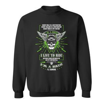 I Live To Ride Motorcycle Biker Gear Skull Weekend Warrior Sweatshirt - Monsterry