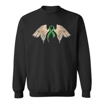 Liver Cancer Awareness Angel Green Ribbon Back Print Sweatshirt - Monsterry UK