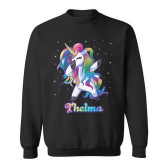 Thelma Name Personalisierbar Regenbogen-Einhorn Tupfen Personalisierbar Sweatshirt - Geschenkecke