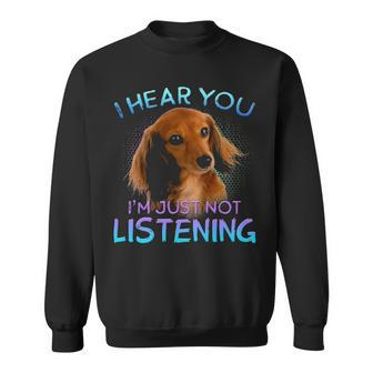 Long Haired Dachshunds I Hear You Not Listening Sweatshirt | Mazezy