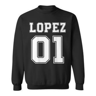 Lopez 01 Back Print Sports Jersey Style Family Name Fun Sweatshirt - Seseable