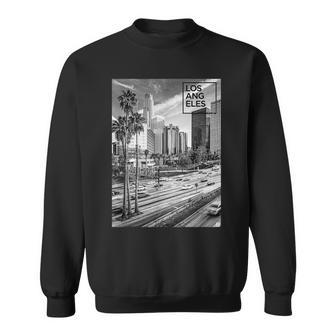 Los Angeles Realistic Photo With Los Angeles Text Apparel Sweatshirt - Monsterry
