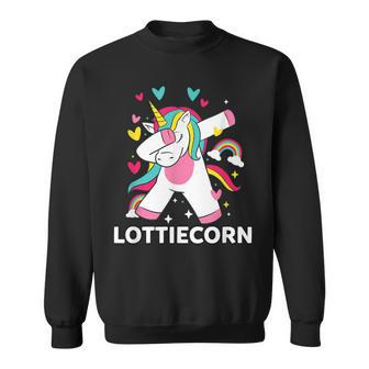 Lottiecorn Personalized Name Dabbing Unicorn Lottie Sweatshirt - Seseable