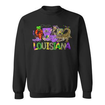 Louisiana Mardi Gras New Orleans Alligator Pelican Crawfish Sweatshirt - Monsterry