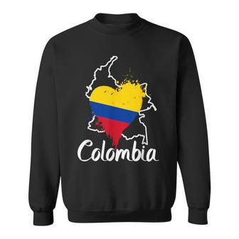 I Love Colombia National Flag Colors Heart With Map Sweatshirt - Monsterry AU