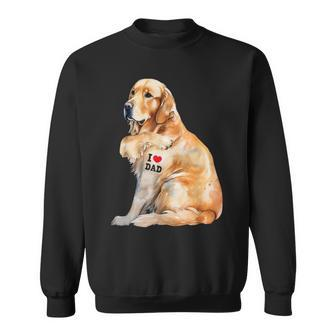 I Love Dad Patriotic Golden Retriever Canine Dog Lover Sweatshirt - Monsterry AU