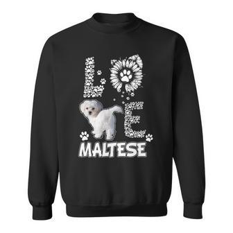 Love Maltese Dog Paw Sunflower Lover Costume Sweatshirt | Mazezy