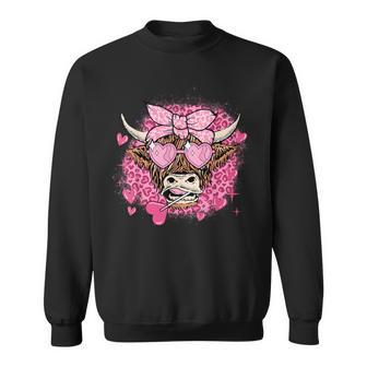 Love Highland Cow Heifer Valentine Valentine's Day Western Sweatshirt - Monsterry