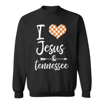 I Love Jesus And Tennessee Orange Heart Cute Fan Sweatshirt - Monsterry