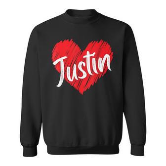 I Love Justin Heart Personalized Name Justin Sweatshirt | Seseable UK