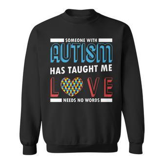 Love Needs No Words Puzzle Heart Cool Autism Awareness Sweatshirt - Monsterry UK