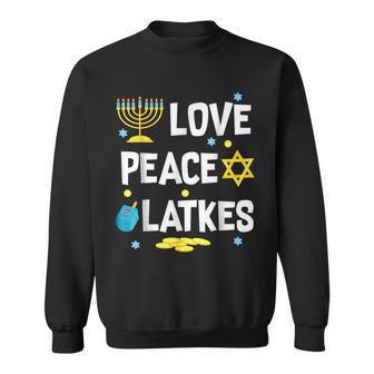 Love Peace Latkes Hanukkah Chanukah Jewish Sweatshirt - Monsterry AU