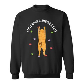 I Love Rock Climbing & Cats Cute Orange Kitty Feline Sweatshirt | Mazezy