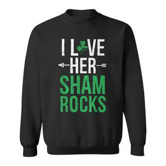 I Love Her Shamrocks Matching St Patrick's Day Couples Sweatshirt - Seseable
