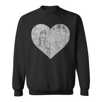 I Love You Silver Metallic Heart Distressed Emoticon T Sweatshirt - Monsterry AU