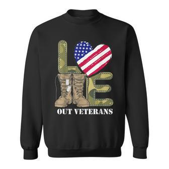 Love Our Veterans Day Proud Military Us Flag Men Women Sweatshirt - Monsterry DE