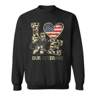 Love Our Veterans Us Military Veterans Day Mens Womens Sweatshirt - Monsterry DE